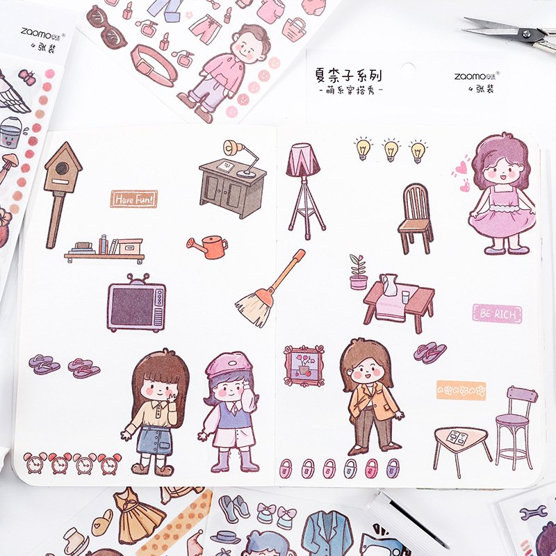 STICKERS PUNK 4 Pcs Kawaii Washi Stickers Cute Cartoon Diy Sticker Decal Pack For Journaling Scrapbooking Kids Diy Crafts 03990