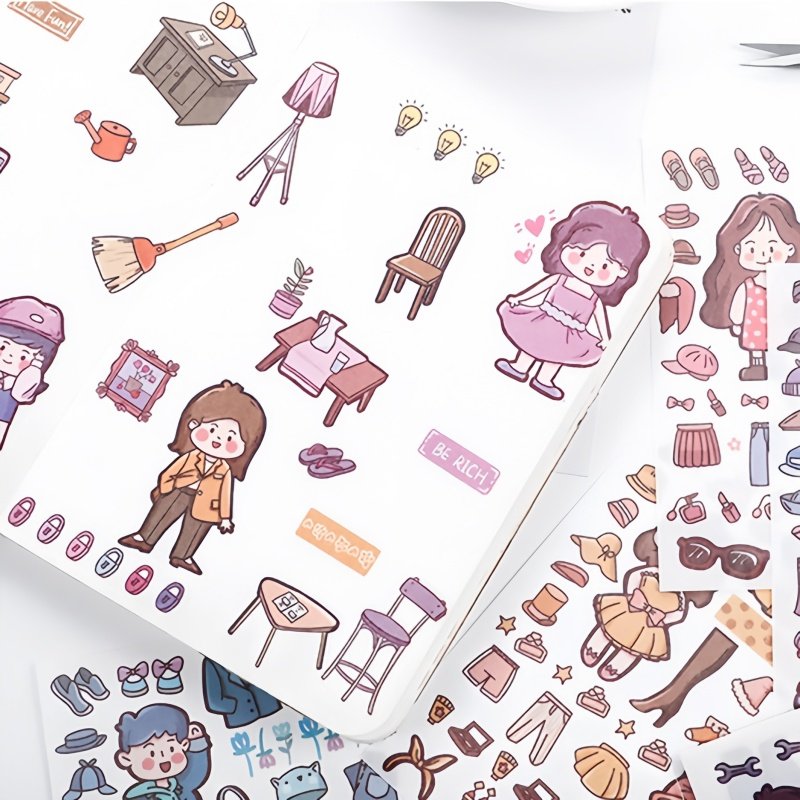 STICKERS PUNK 4 Pcs Kawaii Washi Stickers Cute Cartoon Diy Sticker Decal Pack For Journaling Scrapbooking Kids Diy Crafts 03990