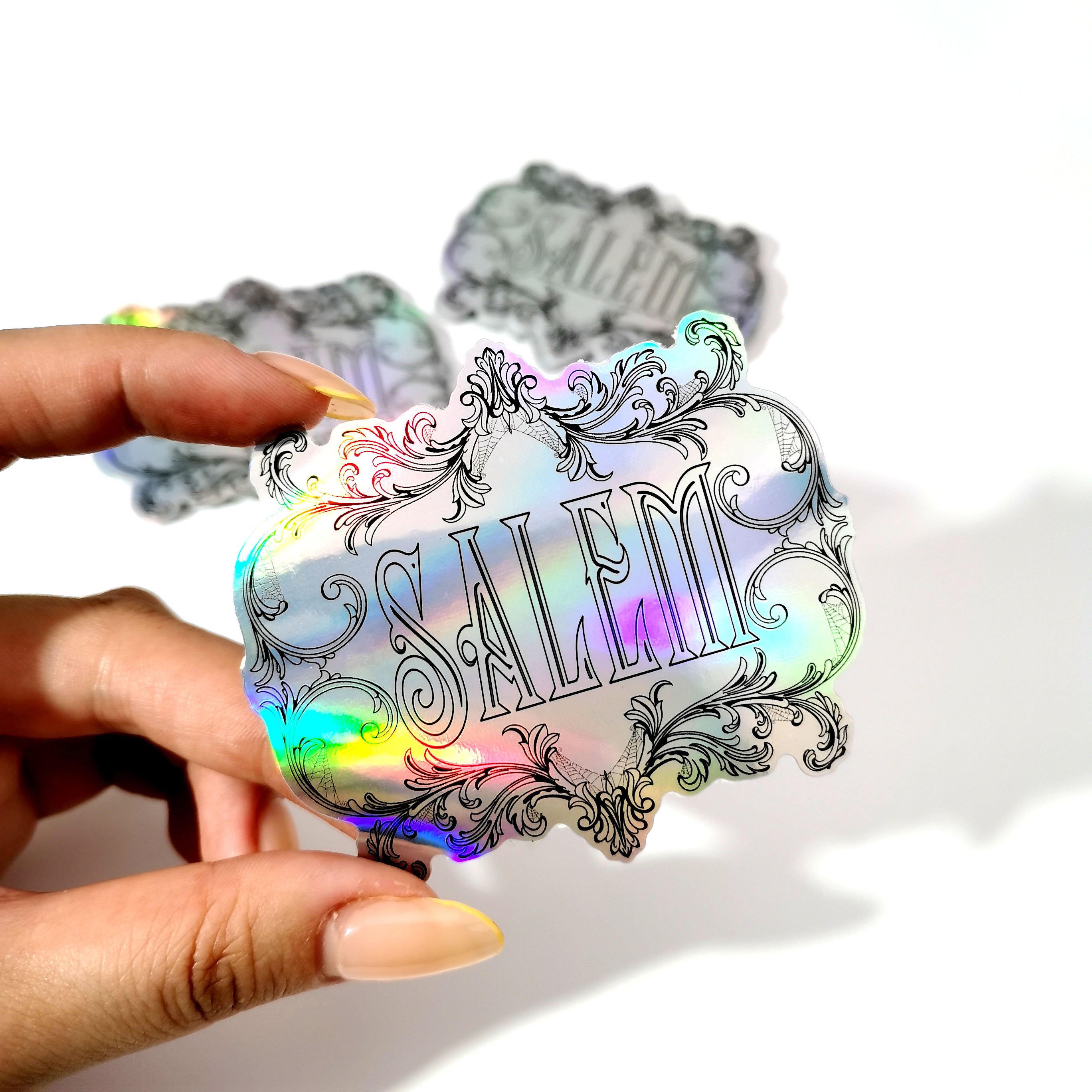UV Resist Waterproof Rainbow Silver Laser Hologram Sticker Label Custom Logo Die Cut Glitter Holographic Sticker