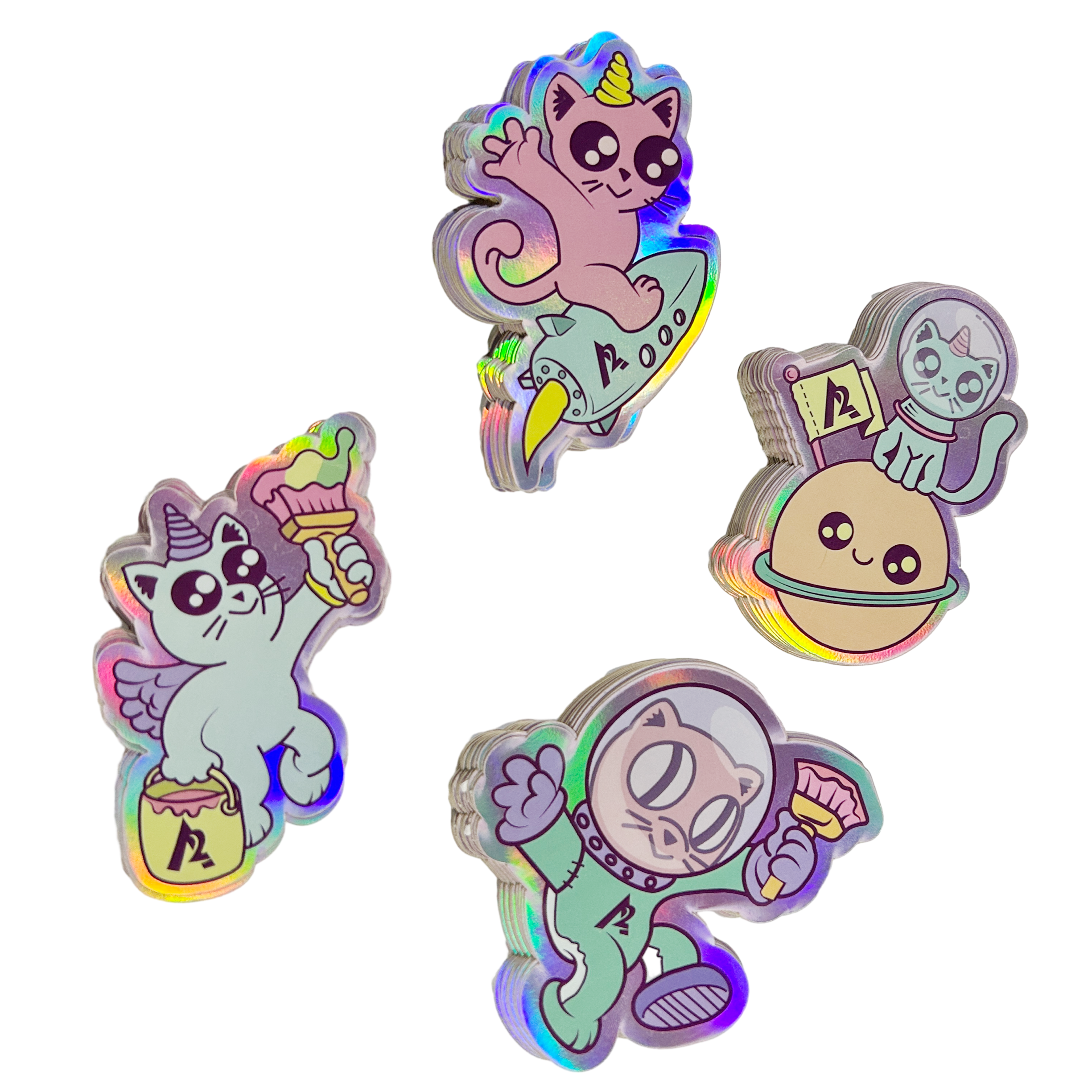 UV Resist Waterproof Rainbow Silver Laser Hologram Sticker Label Custom Logo Die Cut Glitter Holographic Sticker