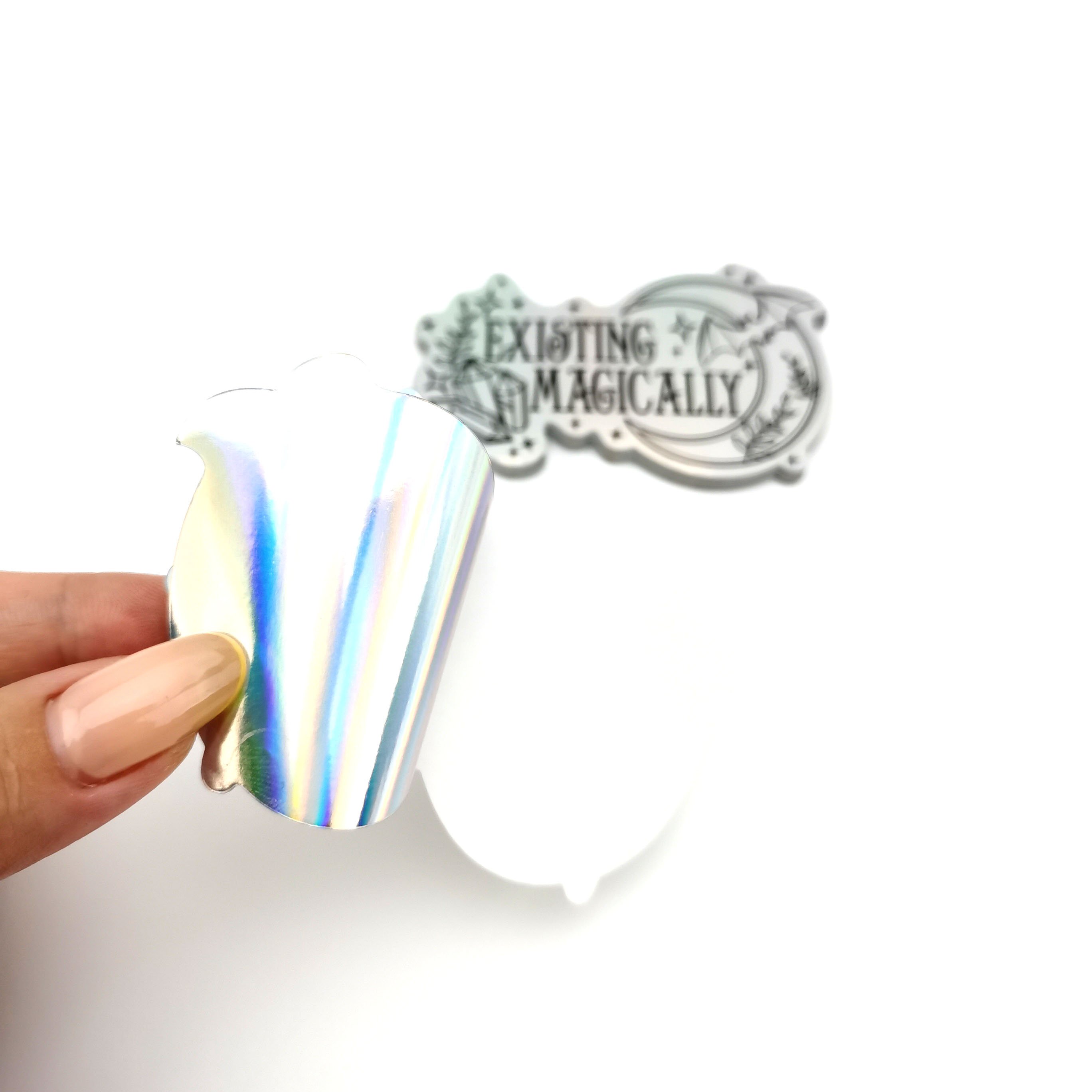 UV Resist Waterproof Rainbow Silver Laser Hologram Sticker Label Custom Logo Die Cut Glitter Holographic Sticker