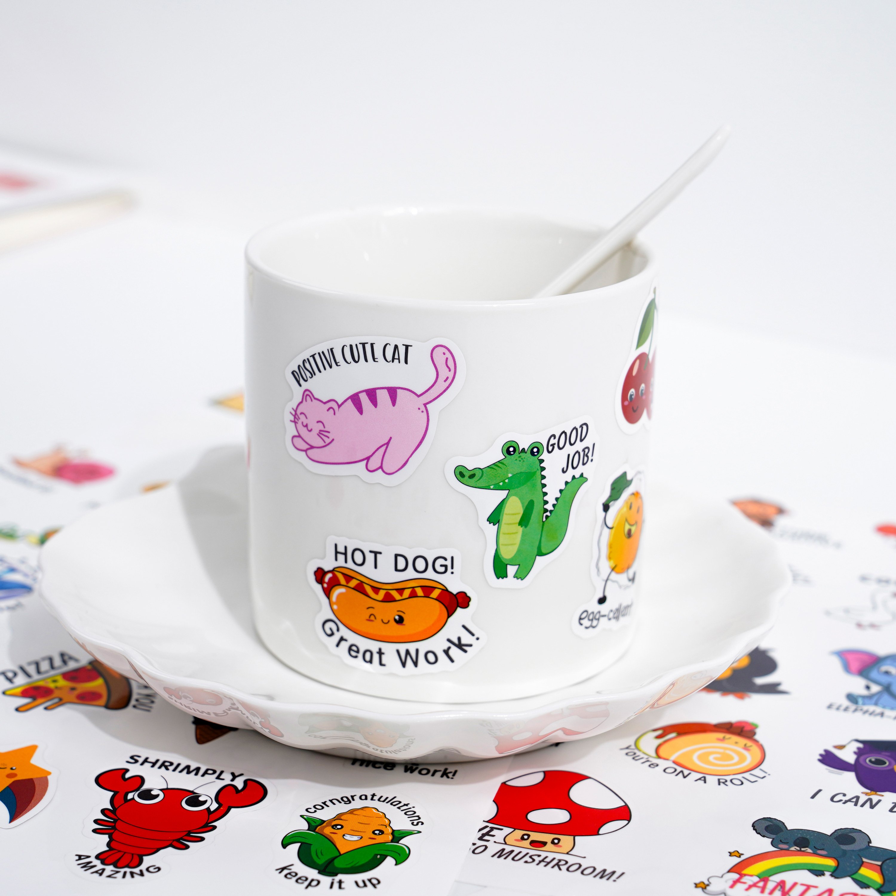 Custom Logo Label Advertising Promotion Sticker For Kids Cartoon Self-Adhesive Vinyl Waterproof Custom Kiss Cut Stickers Sheet