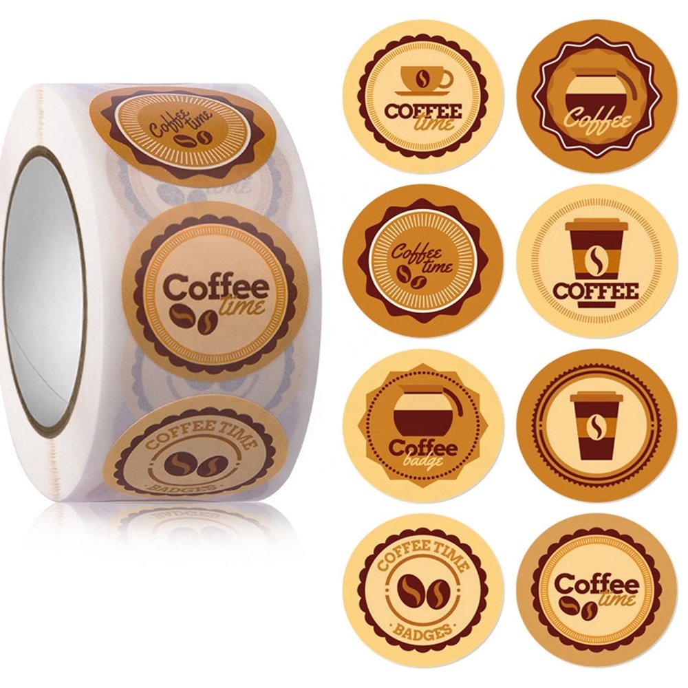 Custom business coffee take-it-out packaging label sticker coffee branding business promotional label