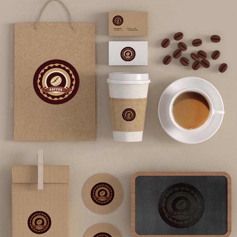 Custom business coffee take-it-out packaging label sticker coffee branding business promotional label