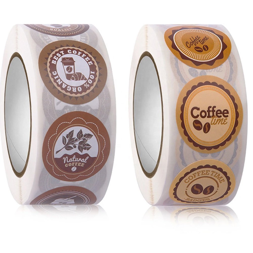 Custom business coffee take-it-out packaging label sticker coffee branding business promotional label
