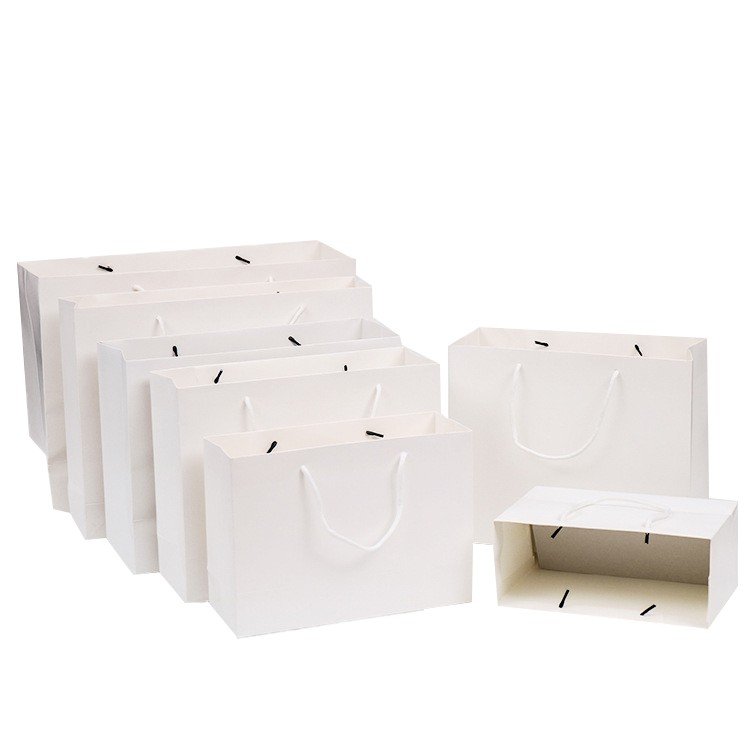 Luxury Bags With Your Own Logo Customized Paper White Shopping Bags For Cloth Outfit