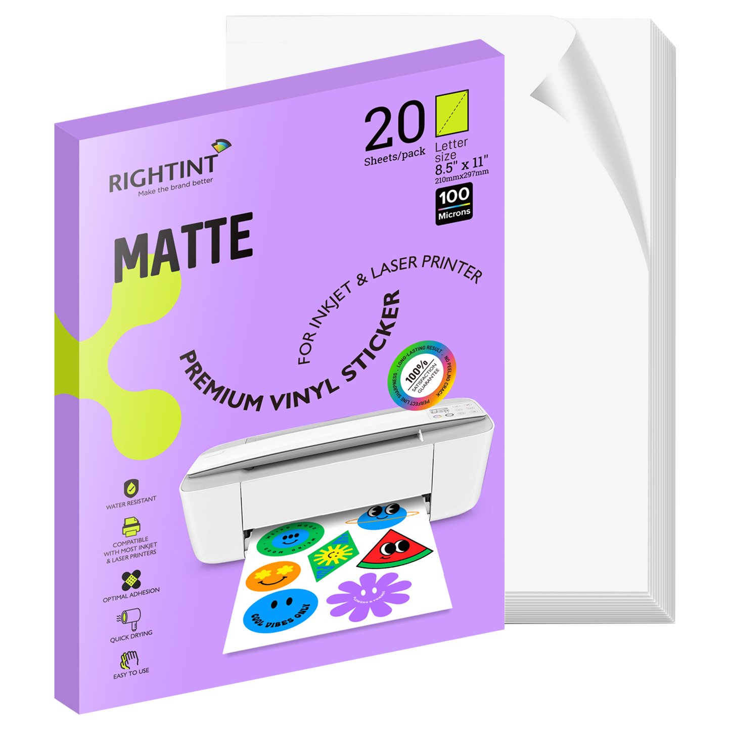 Printable Full Color A4 Blank Waterproof Self Adhesive Glossy / Matte / Clear Film Sheet Vinyl Sticker Label Paper