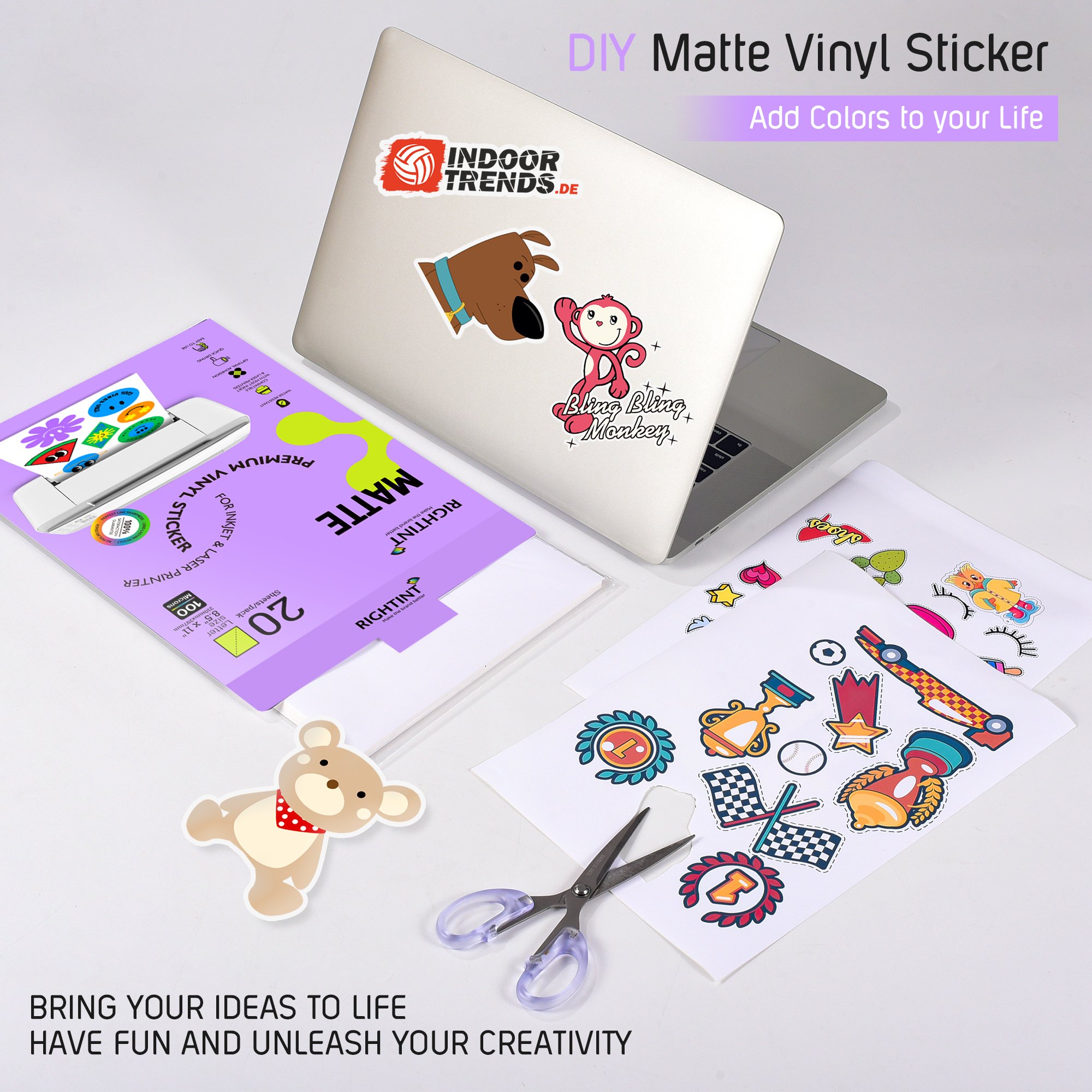 Printable Full Color A4 Blank Waterproof Self Adhesive Glossy / Matte / Clear Film Sheet Vinyl Sticker Label Paper