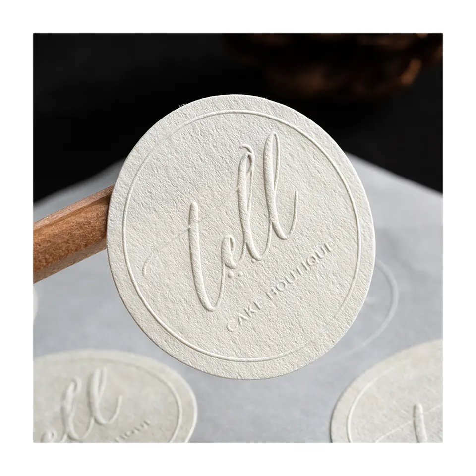 custom print sticker embossed label matte sticker bump sticker custom pure white steel logo production branding