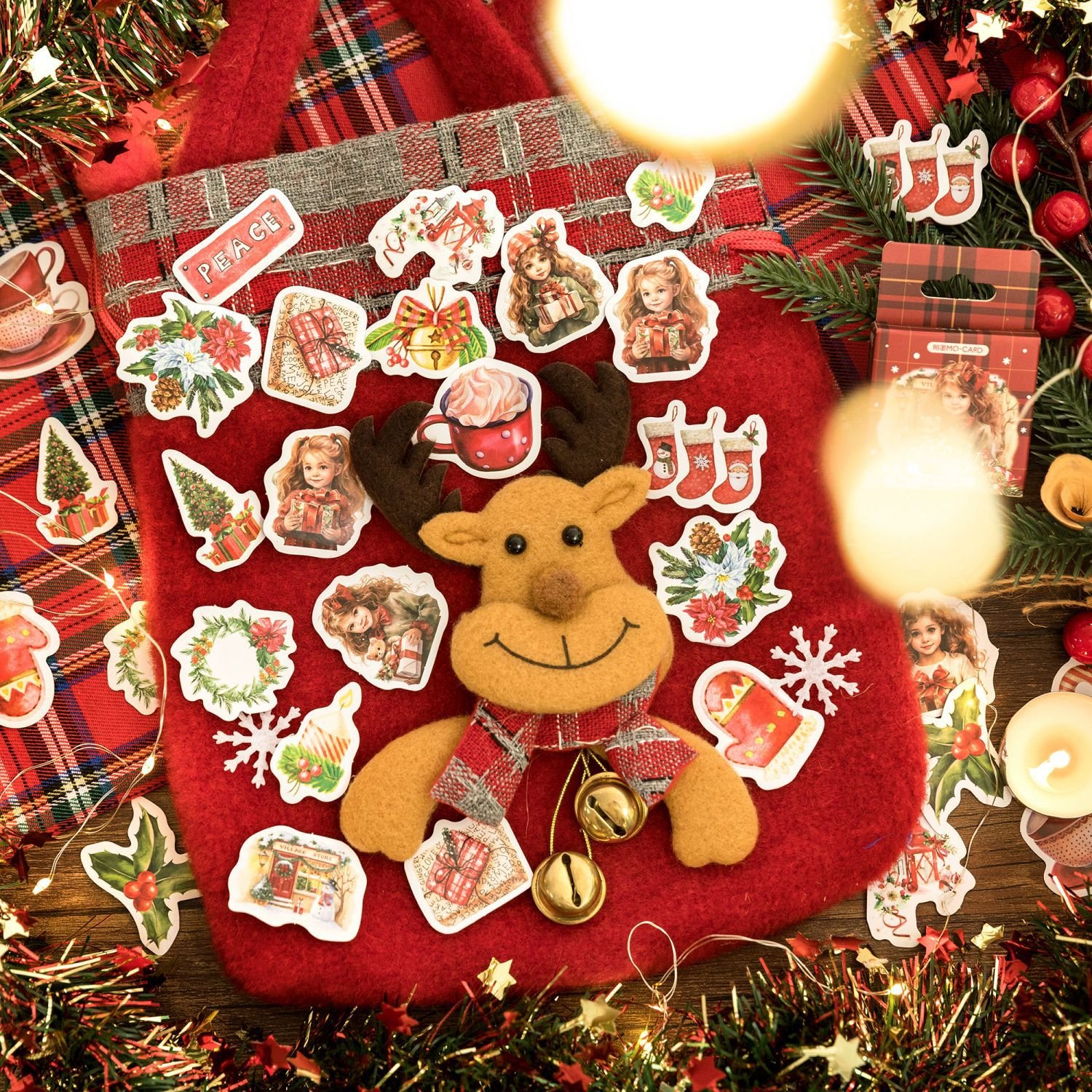 46 stickers per box, gift Christmas series, Christmas themed tent decoration materials, 4 options to choose from