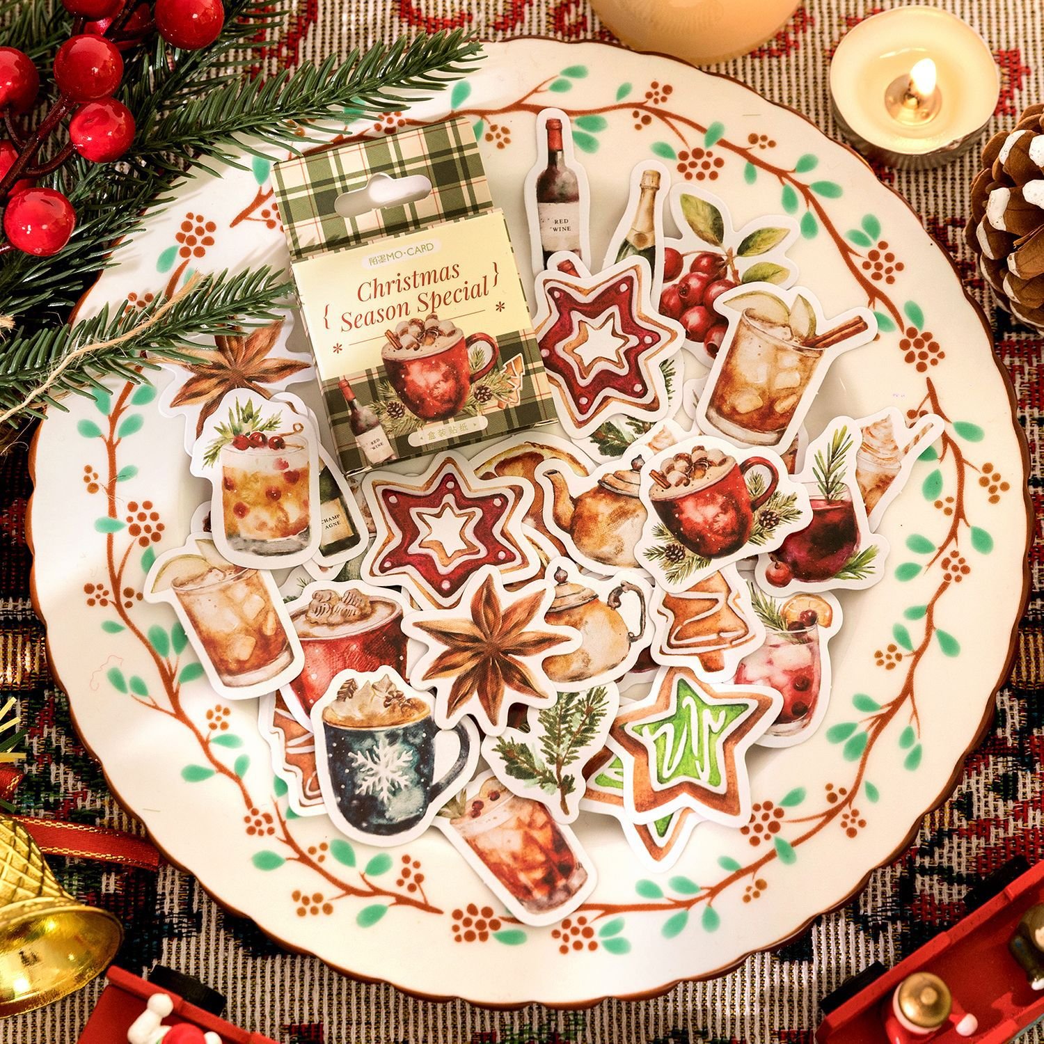 46 stickers per box, gift Christmas series, Christmas themed tent decoration materials, 4 options to choose from
