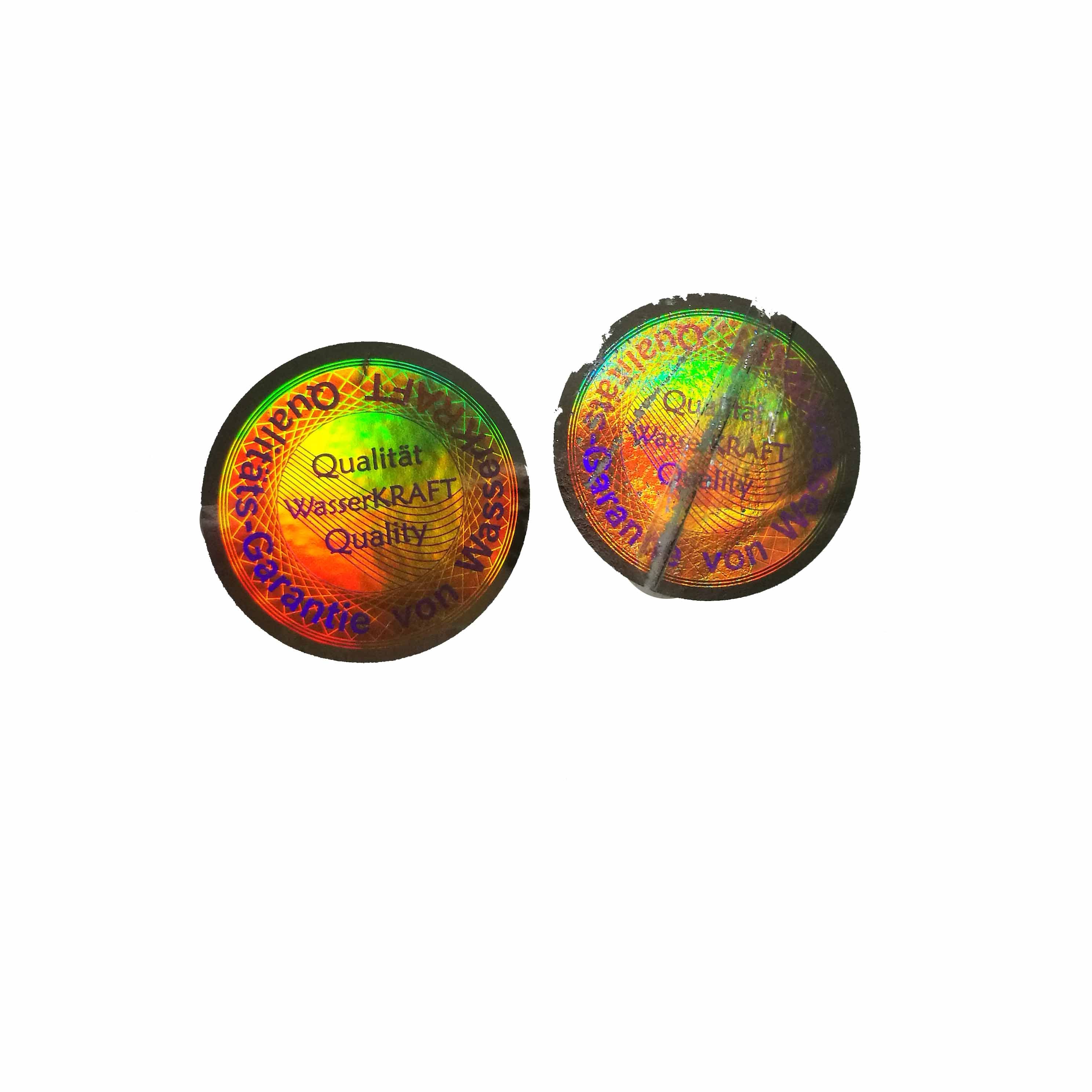 Gold holographic printing metallic color hologram sticker warranty seal