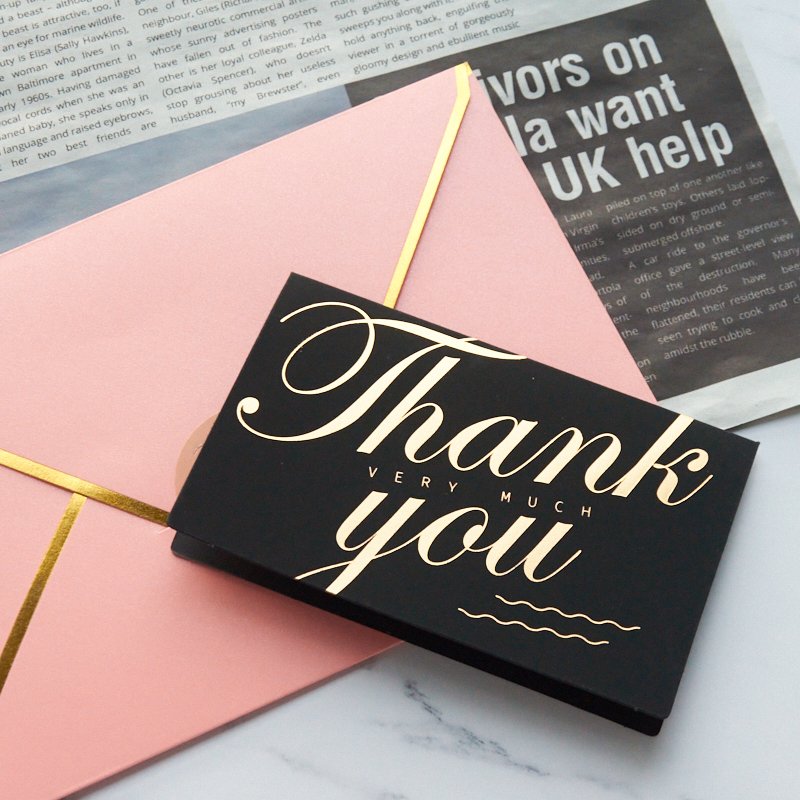 biodegradable customized printing logo thank you card business cards with envelope and sticker for small business