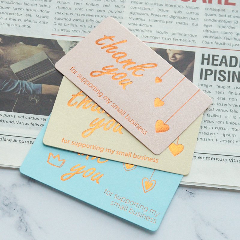 biodegradable customized printing logo thank you card business cards with envelope and sticker for small business