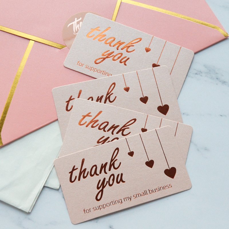 biodegradable customized printing logo thank you card business cards with envelope and sticker for small business