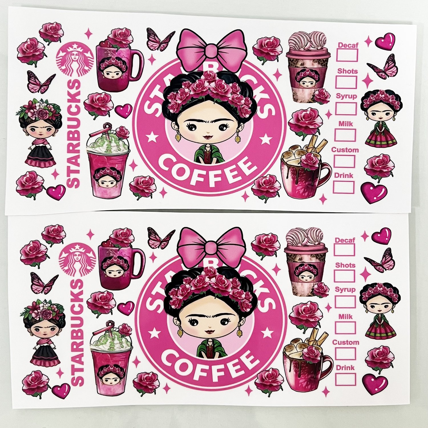 Custom UVDTF Decals Designs Ready to Ship Press Logo Stickers Waterproof UV DTF Cups Wraps Transfers