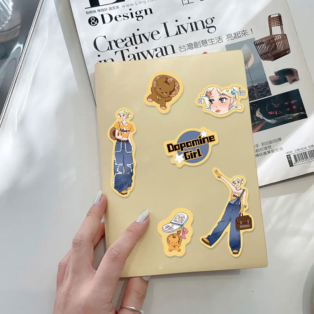 8 Sheets Personality Girls Trend Wear Collage Stickers Diy Decorative Diary Phone Notebook Cute Waterproof Sticker Gift