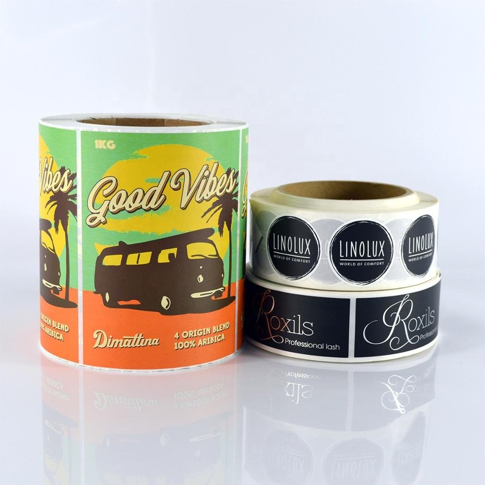 Custom stickers private vinyl coffee bottle bag food roll labels