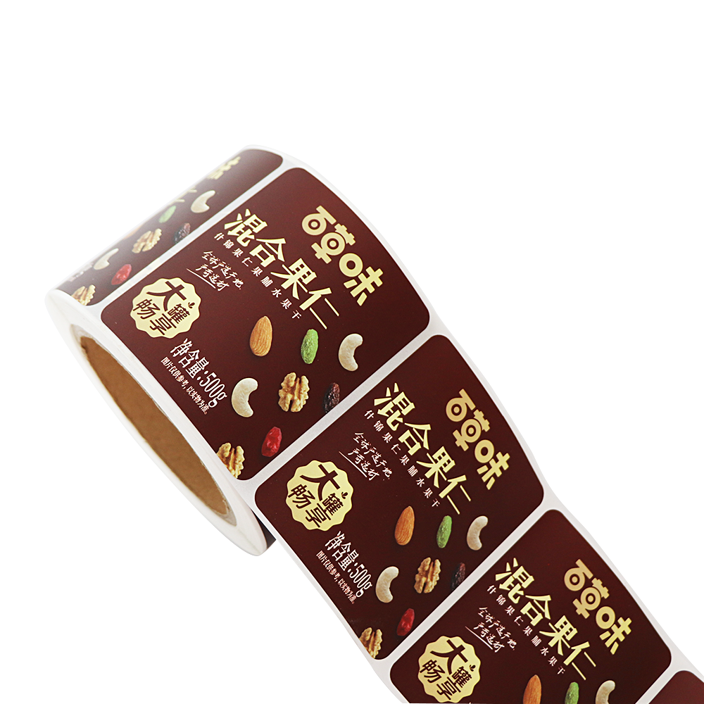 high quality auto labellingfood grade labels Nut sticker food label finish roll sticker strong adhesive label food sticker