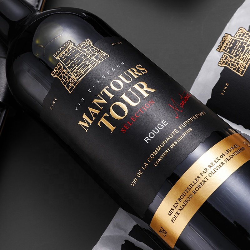 Custom Label Sticker Roll 3D Embossed Gold Foil Wine Label For Wine Bottle