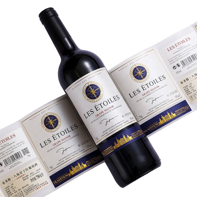 Custom Label Sticker Roll 3D Embossed Gold Foil Wine Label For Wine Bottle