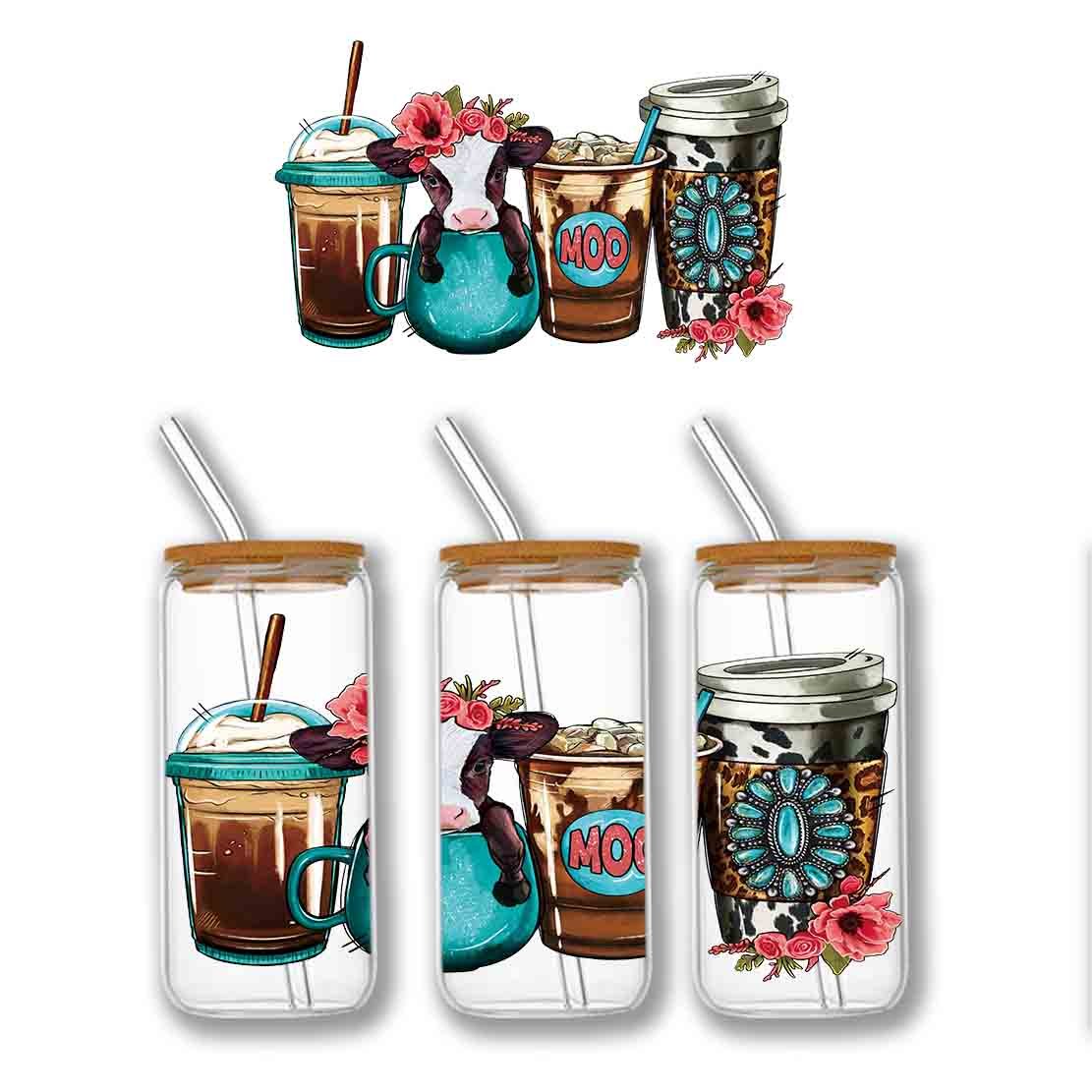 Wholesale 3D Transfer Labels Stickers 10oz 12oz 16 OZ uvdtf cup wraps Transfers Cup Wraps heat transfer