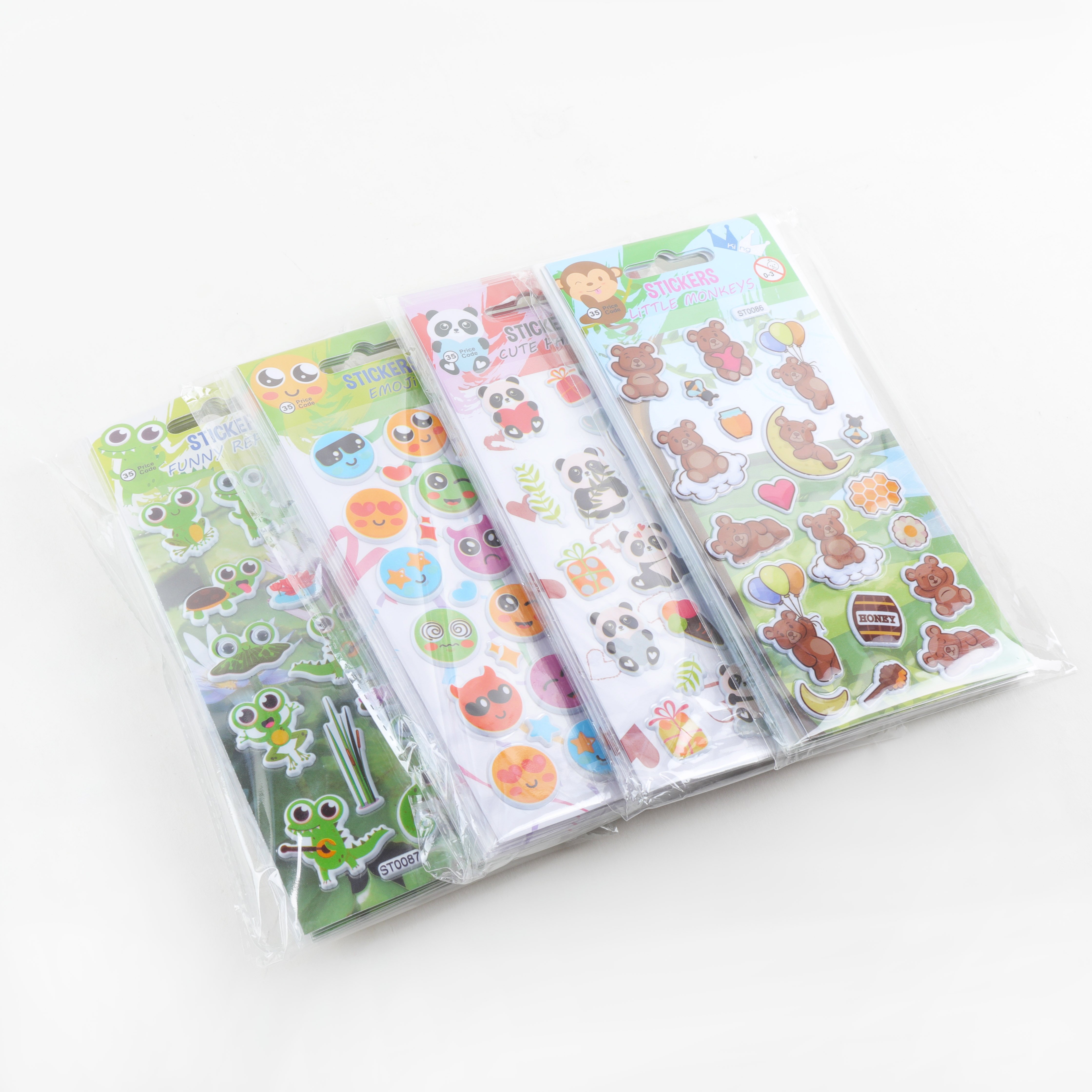 stock high quality smile face princess waterproof round glitter animal puffy sticker suppliers