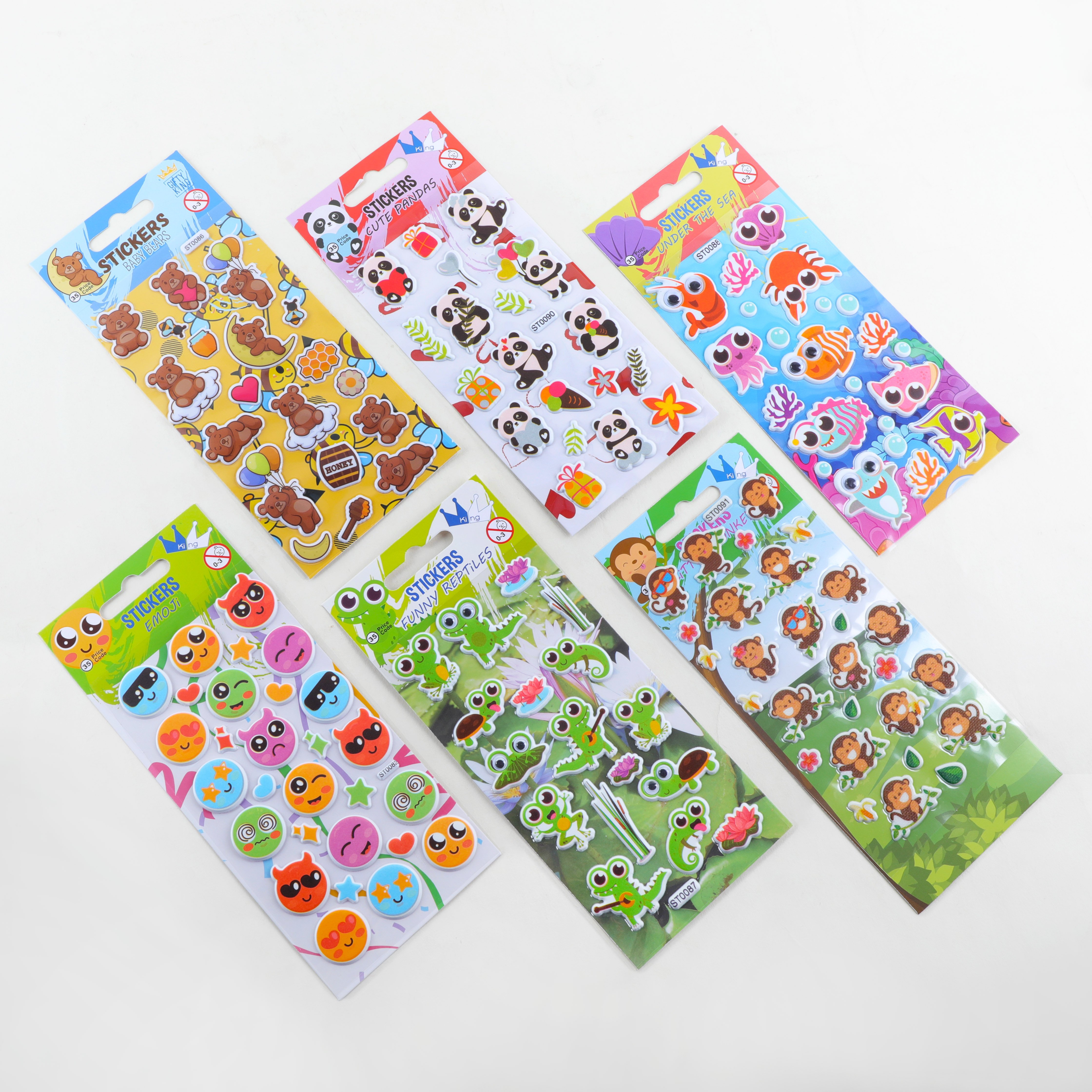 stock high quality smile face princess waterproof round glitter animal puffy sticker suppliers