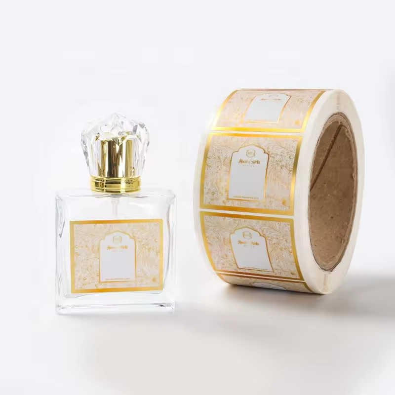 Factory Customization Luxury Vinyl Gold Foil Stamping Cosmetic Logo Label Waterproof Adhesive Perfume Bottle Labels Stickers