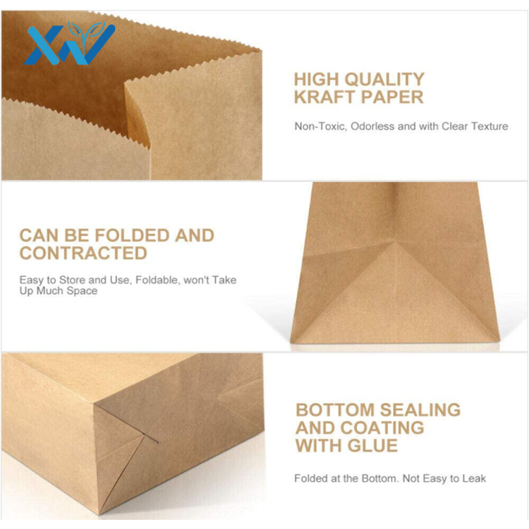 Eco-friendly Retail SOS flat bottom Clothing Shopping kraft Paper Bag with no handle take away for packing