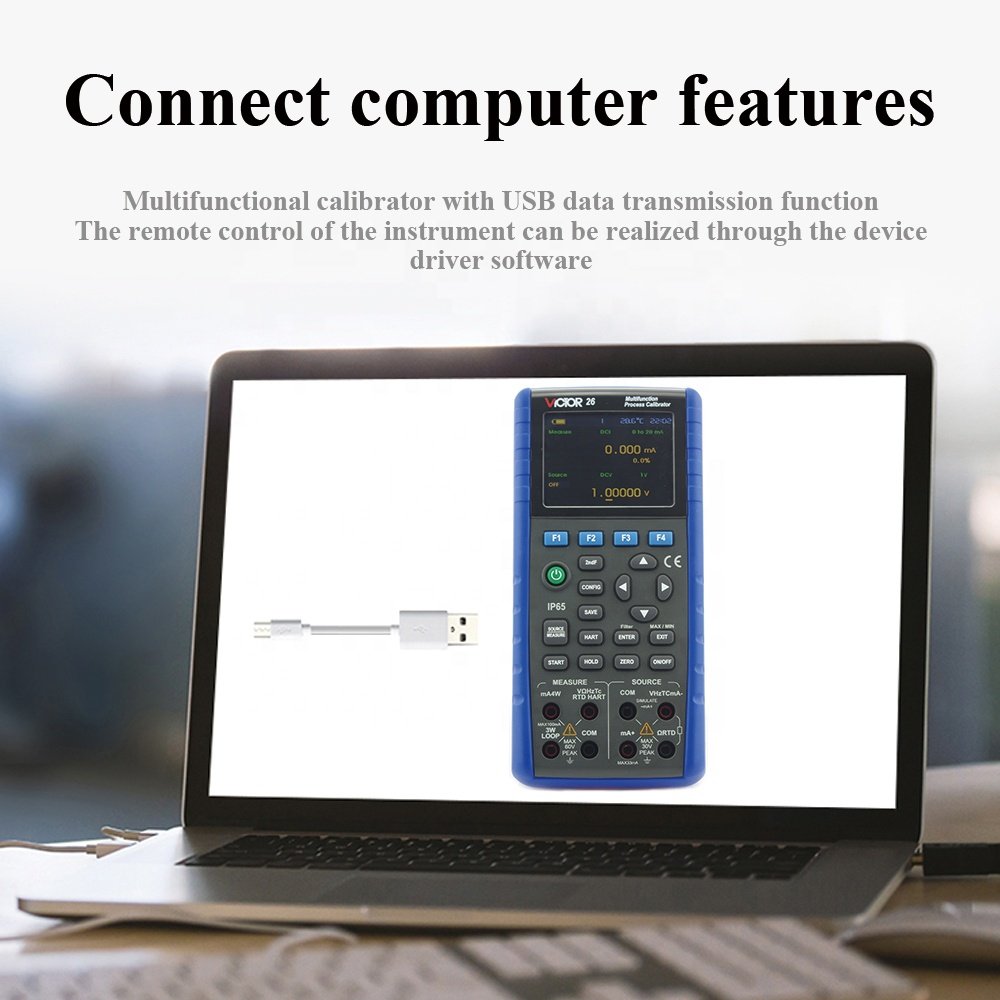 VICTOR 26 Multifunction Process Calibrator Signal Generator Accuracy Of 0.01% 5 Digits Display 24V Loop Circuit IP 65 calibrator