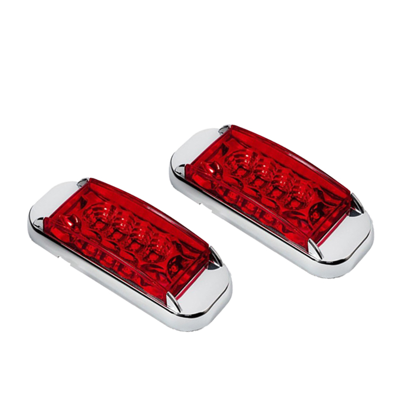 Amber/red 16 Led Side Marker Light Chrome Position Indicator Tail Lamp For Truck Trailer Tractor Lorry Tray Back