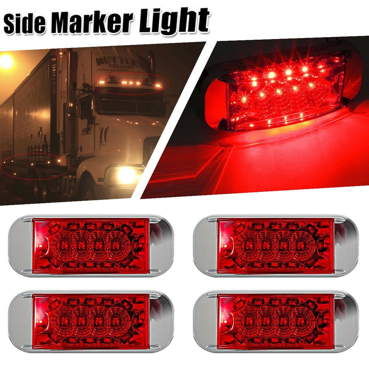 Amber/red 16 Led Side Marker Light Chrome Position Indicator Tail Lamp For Truck Trailer Tractor Lorry Tray Back