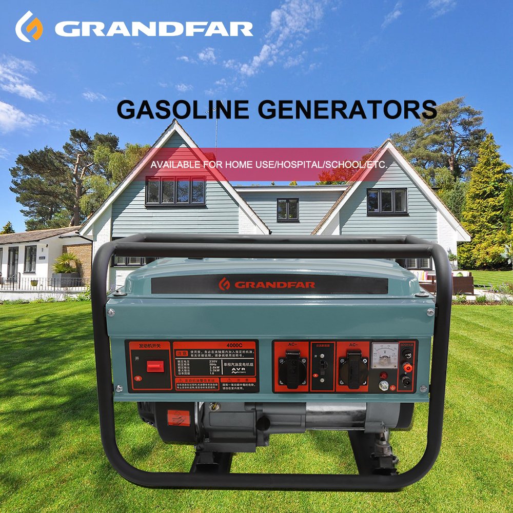 GRANDFAR 2800W Electric Starting Gasoline Generator portable 7HP 2.8kw 212cc engine silent alternative energy generators tools