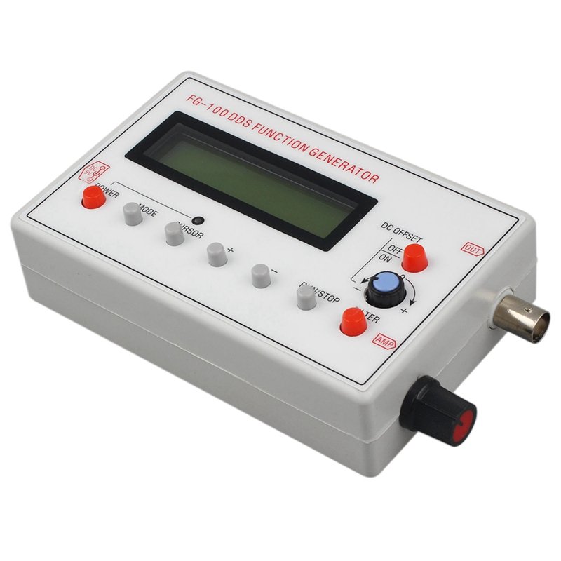 FG-100 DDS Function Signal Generator Frequency Counter 1Hz - 500Khz & 1Pcs P1011 BNC Q9 Male Double Dot Alligator clip Oscillosc