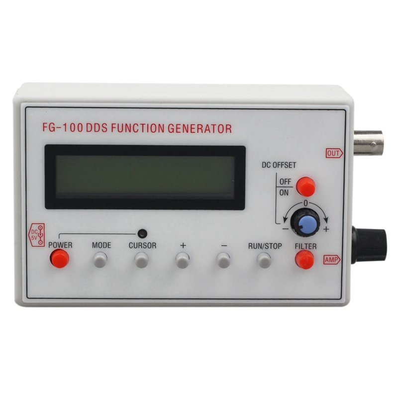 FG-100 DDS Function Signal Generator Frequency Counter 1Hz - 500Khz & 1Pcs P1011 BNC Q9 Male Double Dot Alligator clip Oscillosc