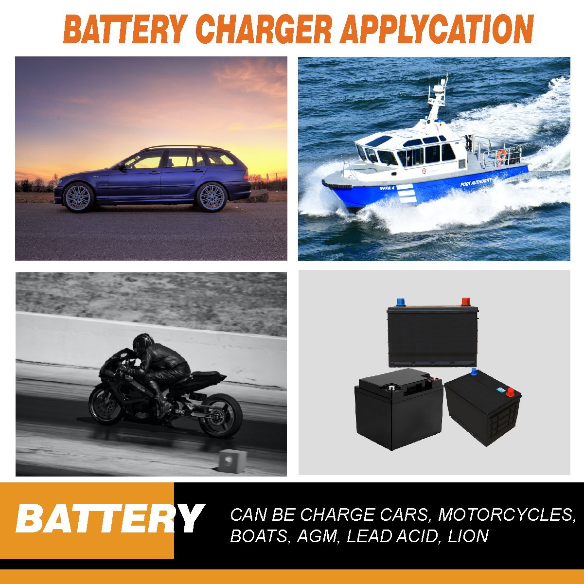 AC- DC 12V 30A Battery Charger Each Bank 10AMP Lead Acid /Li-ion /LiFePO4 Lithium Battery on Rvs, Exposed Cars, Campers, Boat Ma