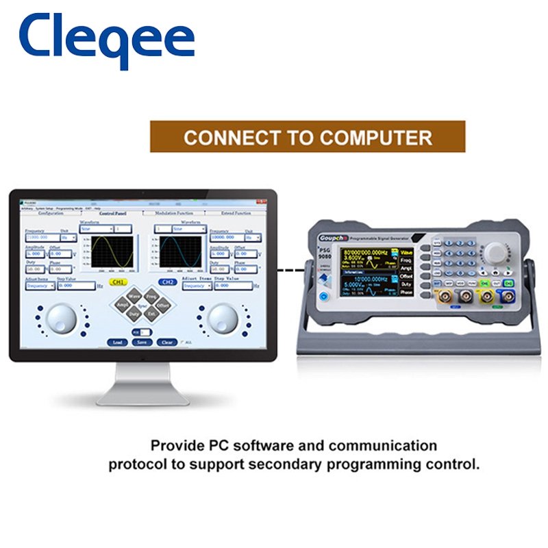 Cleqee PSG9080 80MHz Programmable Digital Control DDS Signal Generator Dual Channel Aribitrary Waveform Function Phone Control