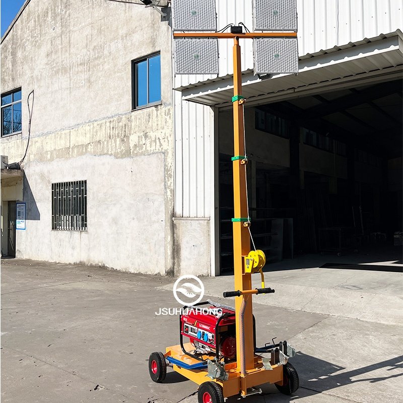 Durable Pushcart Type 1000W Gasoline Engine Mobile Lighting Power Generation Vehicle lighting Tower Outdoor Emergency Light