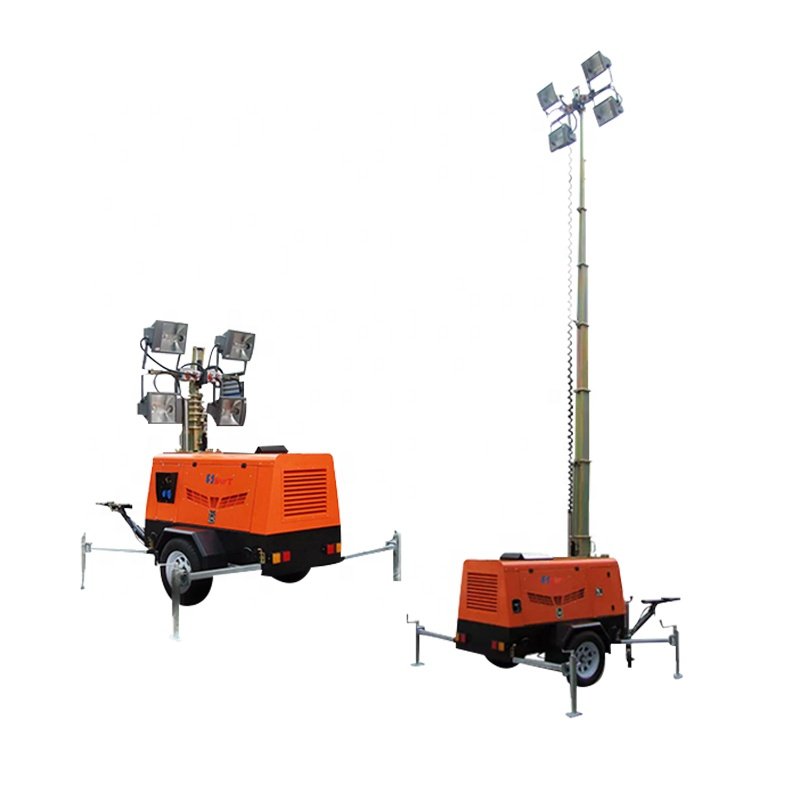 9 meters extending height galvanized hydraulic mast outdoor light tower generator