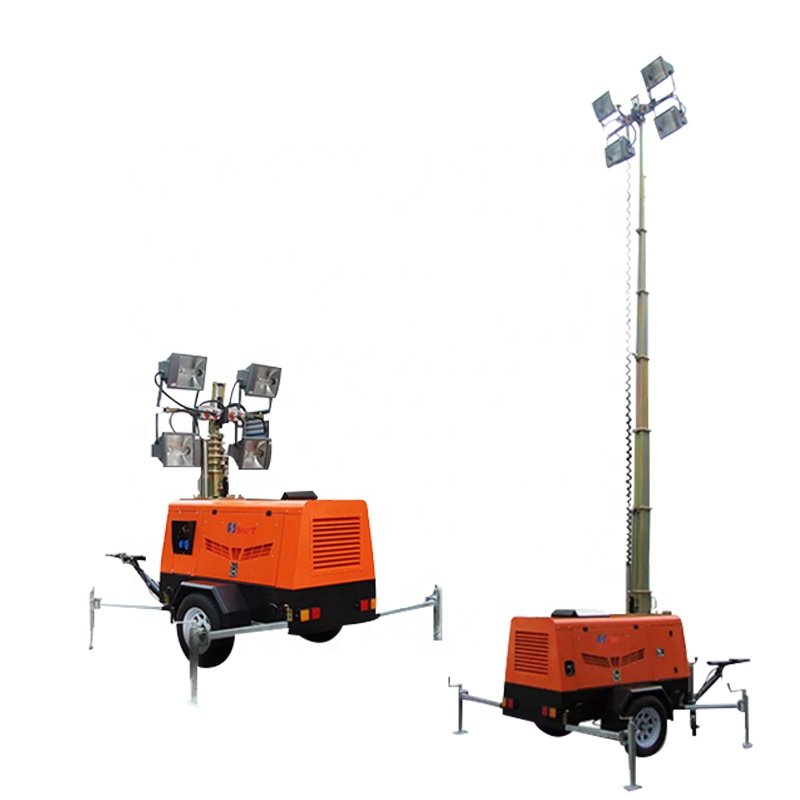 9 meters extending height galvanized hydraulic mast outdoor light tower generator