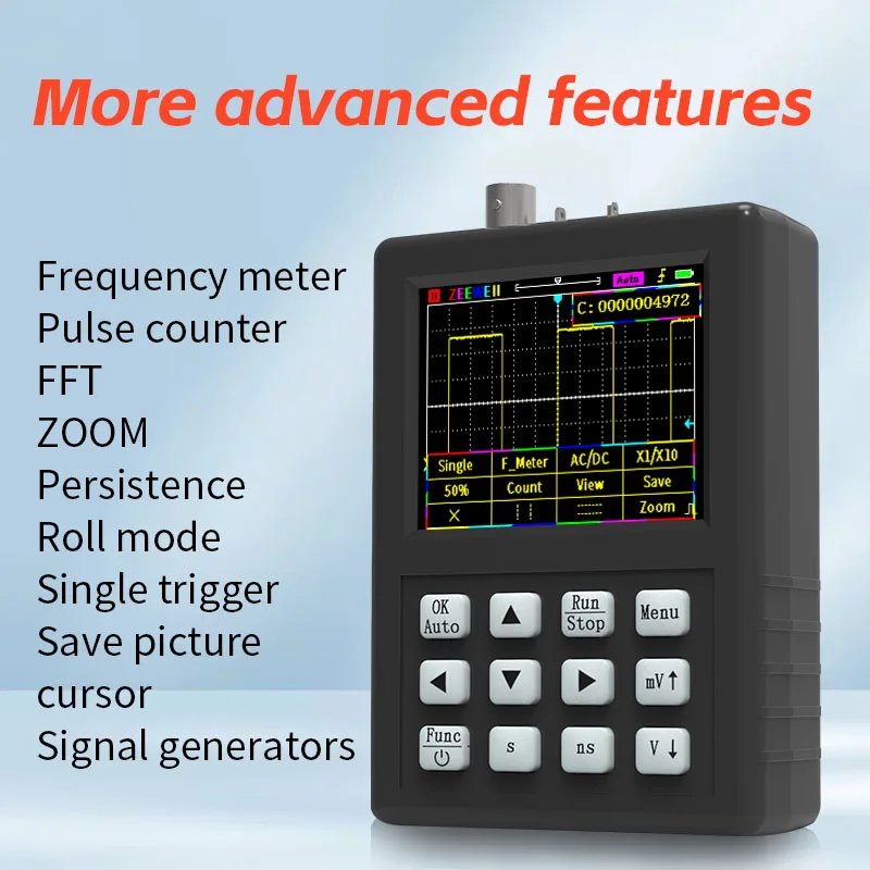 ZEEWEII DSO1C81 2.8 Inch Handheld Digital Oscilloscope 100M Bandwidth Signal generator digital oscilloscope