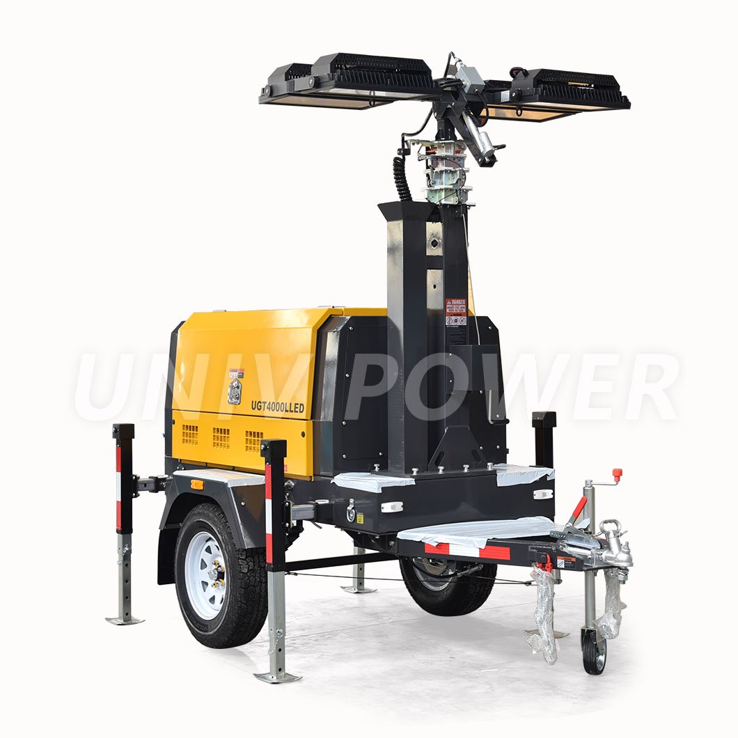2000W LED Mobile Light Tower Power by diesel generator 7m Manual Mast