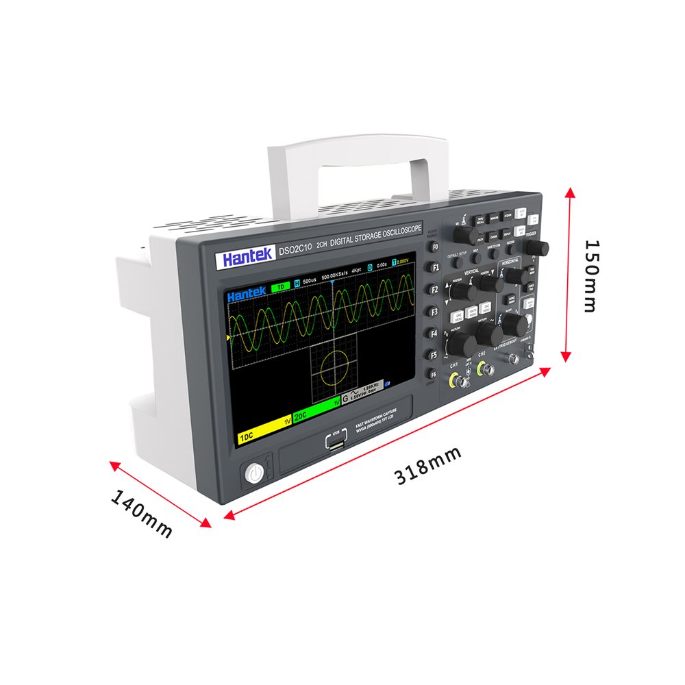 Hantek Digital Storage Oscilloscope DSO2C10 Dual Channel 100Mhz 1GSa/s Practical Signal Generation Oscilloscopes
