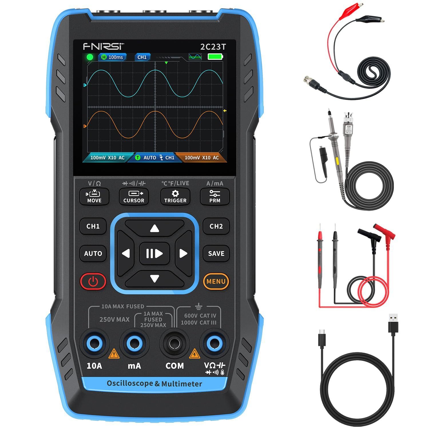 FNIRSI 2C23T Dual channel three in one digital oscilloscope signal generator handheld digital oscilloscope multimeter
