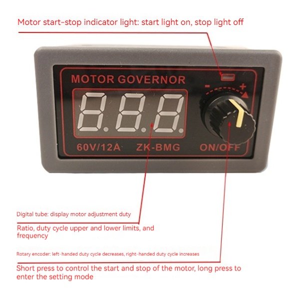 PWM DC motor speed controller encoder dimming speed regulation 9-60V/12A/500W motor fan controller