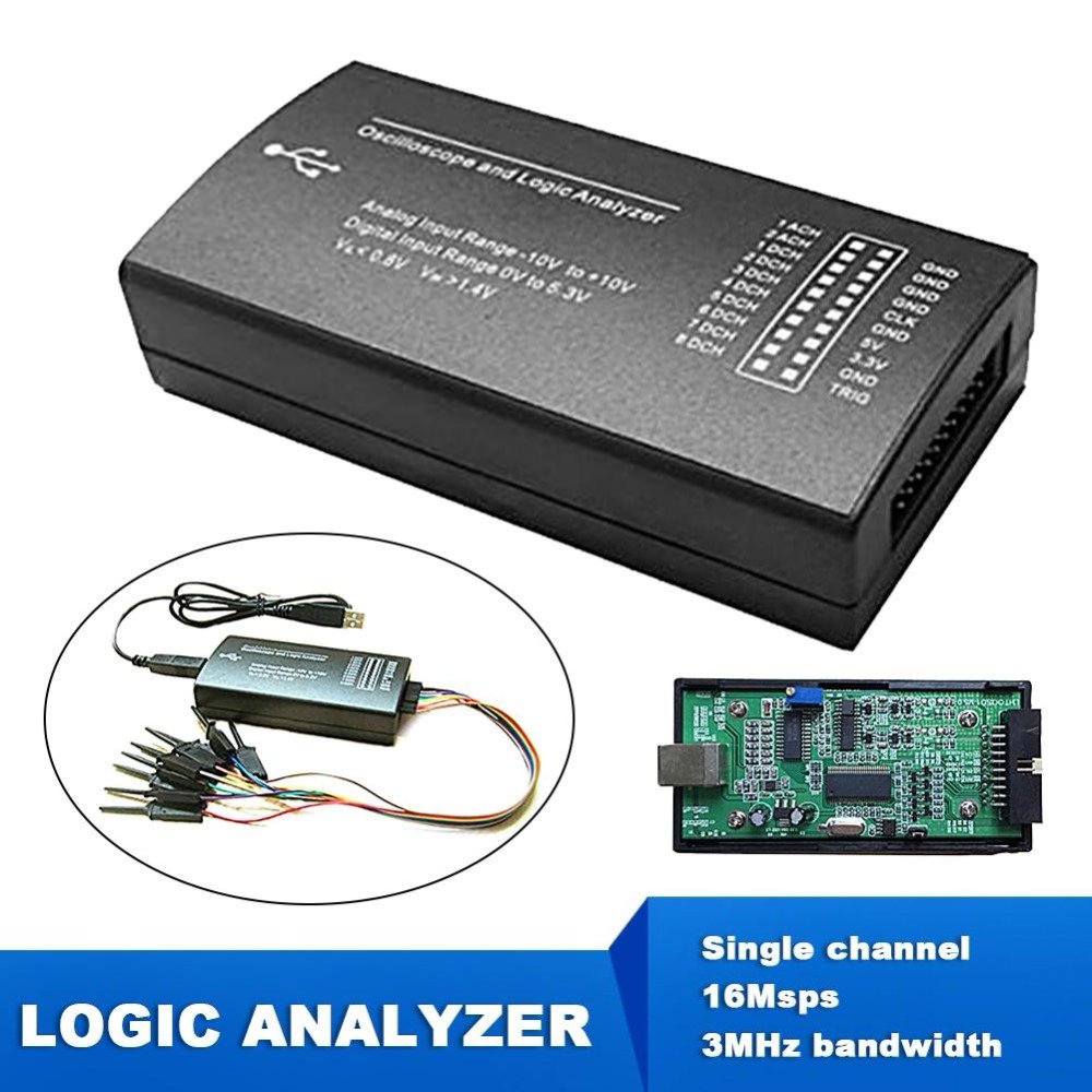 Virtual Oscilloscope Logic Analyzer LHT00SU1 Multi-function Signal Generator I2C SPI CAN Uart with Clamp Line and USB Connector