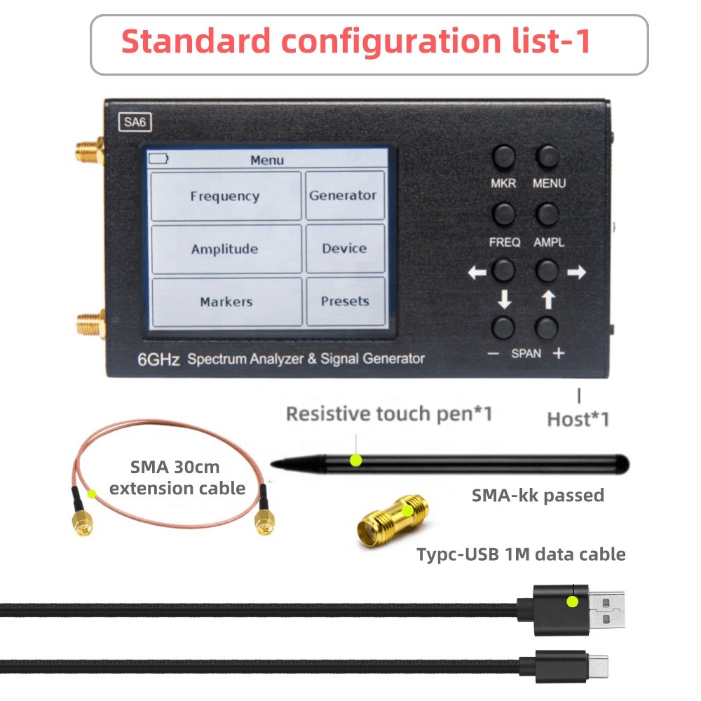 Mini Handheld Spectrum Analyzer 35MHz-4400MHz 3.2" LCD + RF Signal Generator Signal Source Sa6 spectrum analyzer