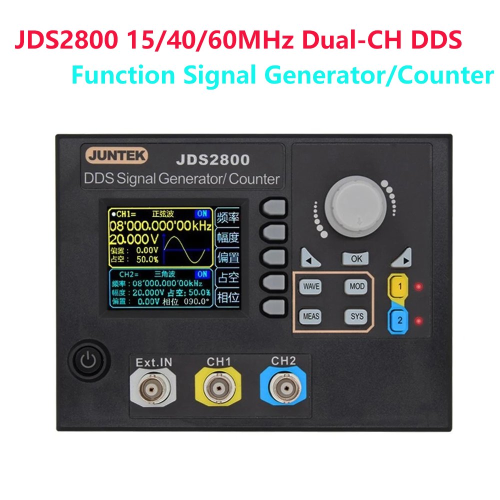JDS2800 15/40/60MHz Digital Dual Channel DDS Function Signal Generator Frequency Meter Counter Sweeper Pulse Noise Generator