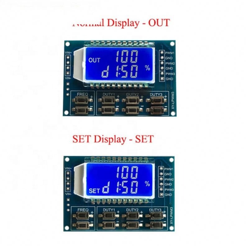 XY-LPWM3 3-way Signal Generator PWM Board Module Pulse Frequency Duty Cycle Adjustable Module LCD Display Upgraded Version